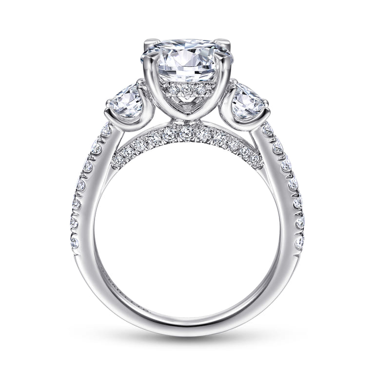 Finian - 18K White Gold Round 3 Stone Diamond Engagement Ring - 1.08 ct - Shot 2