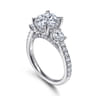 Finian - 18K White Gold Round 3 Stone Diamond Engagement Ring - 1.08 ct