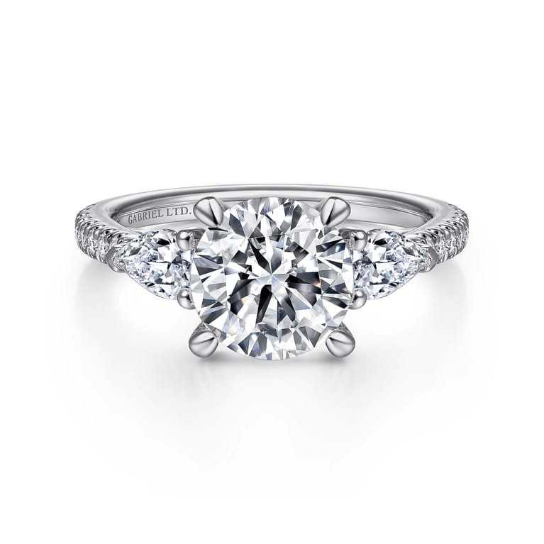 Holloway - 18K White Gold Round 3 Stone Diamond Engagement Ring - 0.97 ct - Shot 1