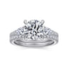 Holloway - 18K White Gold Round 3 Stone Diamond Engagement Ring - 0.97 ct