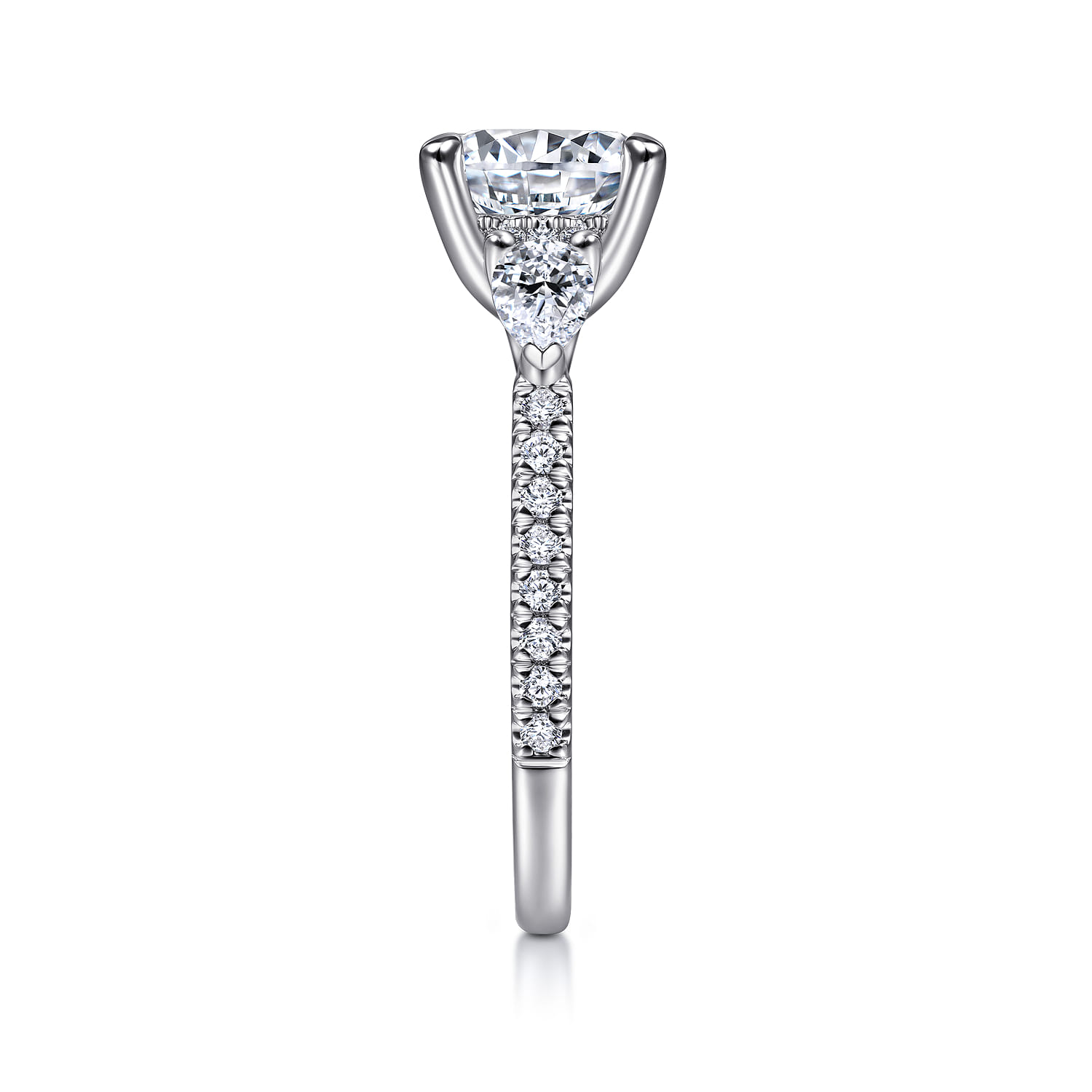 Holloway - 18K White Gold Round 3 Stone Diamond Engagement Ring - 0.97 ct - Shot 5