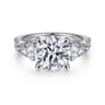 Elianna - 18K White Gold Round Three Stone Diamond Engagement Ring - 0.93 ct