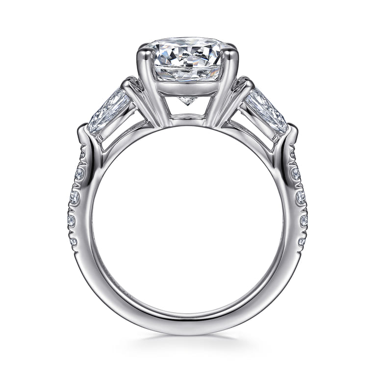 Elianna - 18K White Gold Round Three Stone Diamond Engagement Ring - 0.93 ct - Shot 2