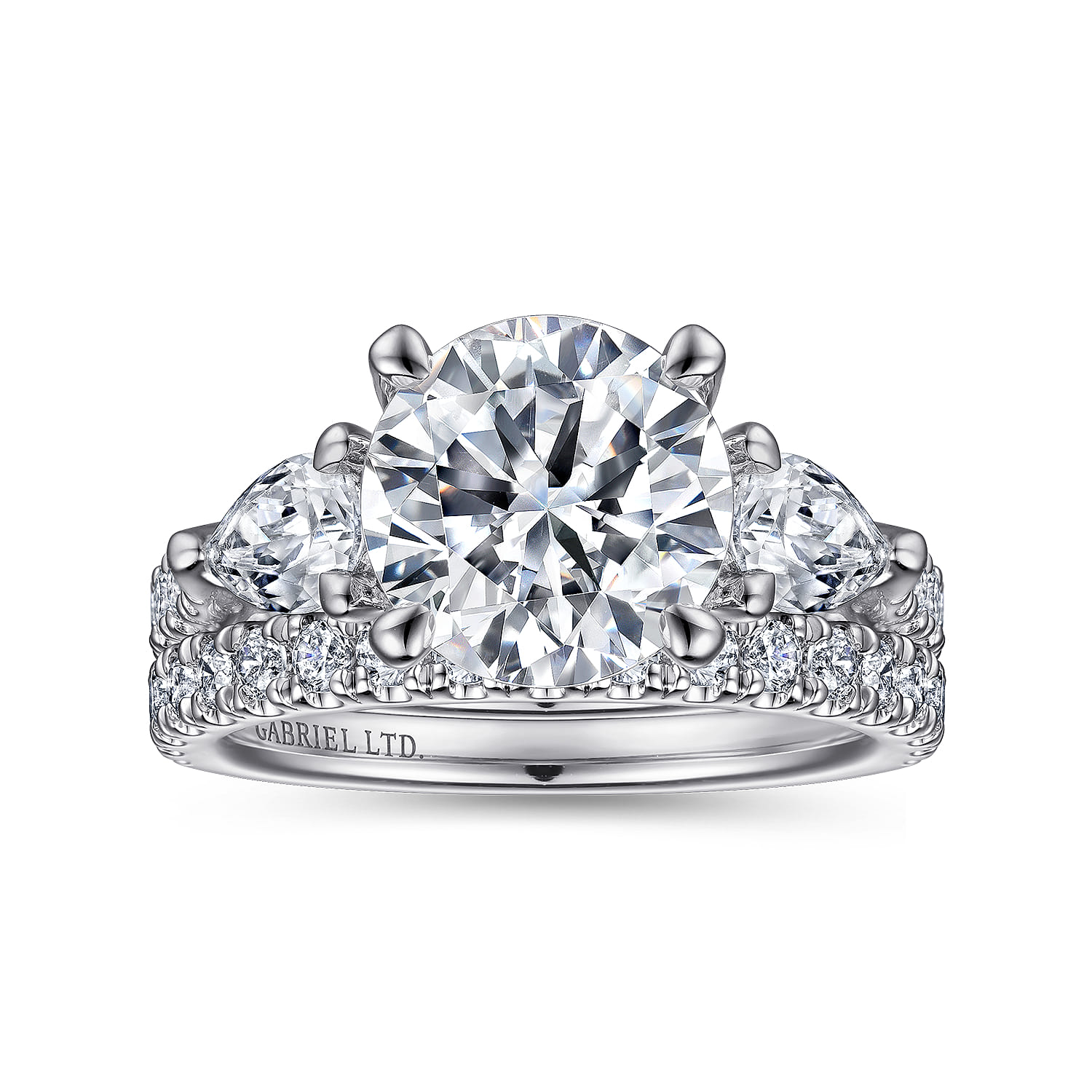 Elianna - 18K White Gold Round Three Stone Diamond Engagement Ring - 0.93 ct - Shot 4