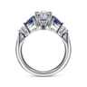 Carrie - Platinum Cushion Cut Five Stone Sapphire and Diamond Engagement Ring - 0.1 ct