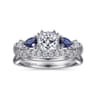 Carrie - Platinum Cushion Cut Five Stone Sapphire and Diamond Engagement Ring - 0.1 ct
