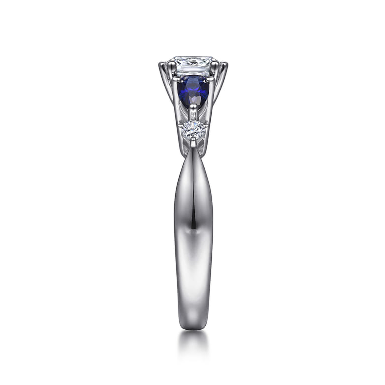 Carrie - Platinum Cushion Cut Five Stone Sapphire and Diamond Engagement Ring - 0.1 ct - Shot 5