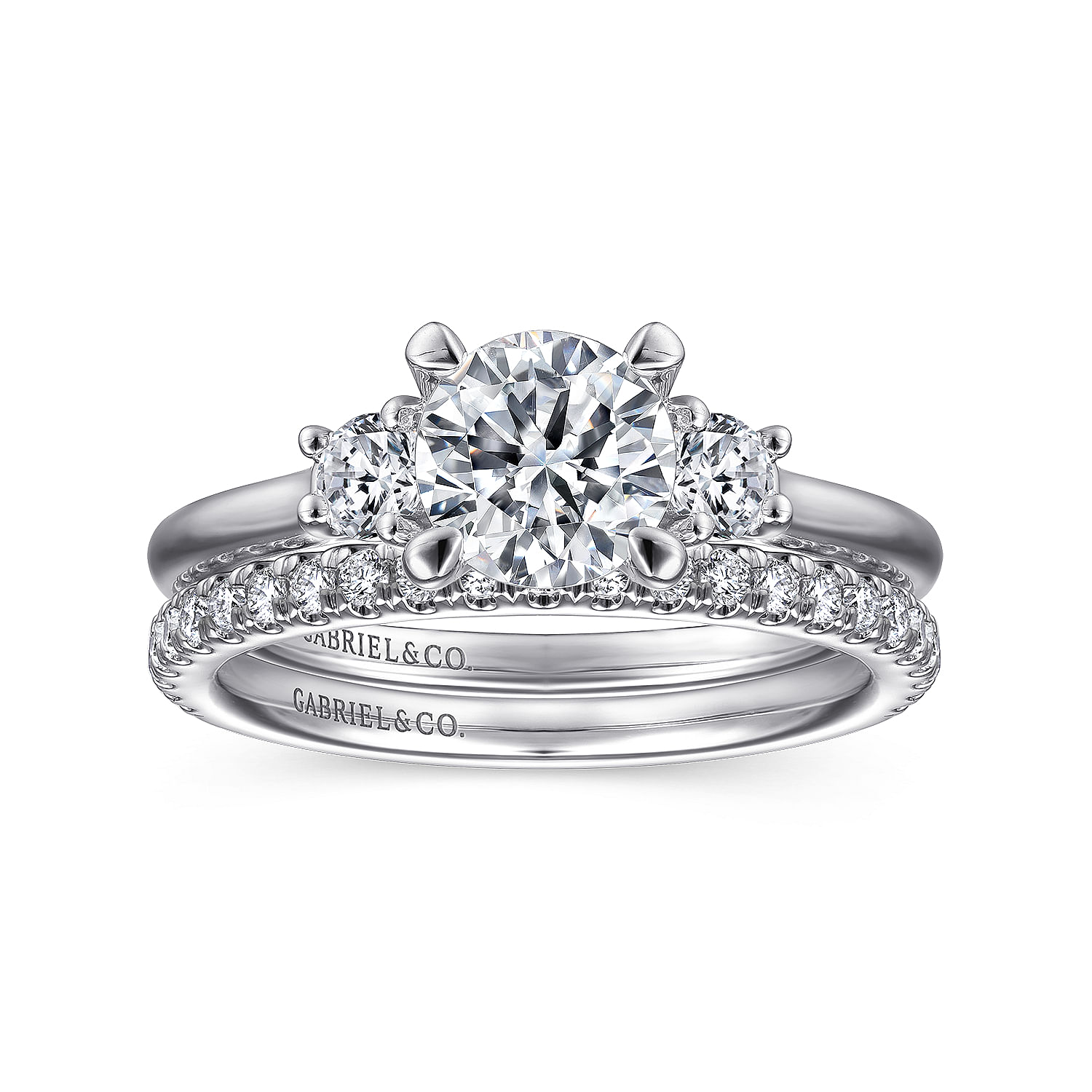 Sanaa - Round 3 Stone Diamond Engagement Ring in Platinum - 0.3 ct - Shot 4