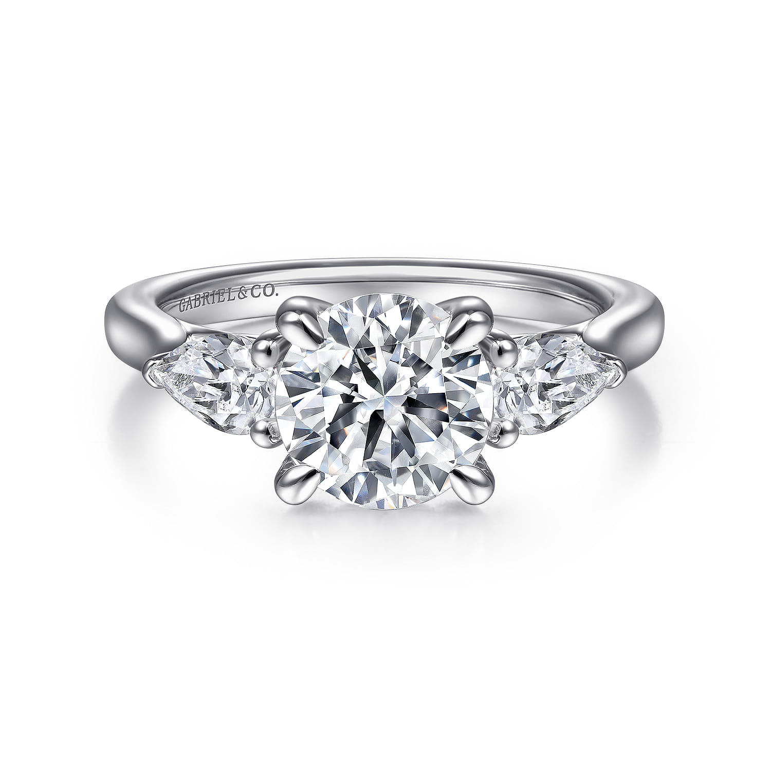 Sunday - Platinum Round 3 Stone Diamond Engagement Ring - 0.38 ct - Shot 1