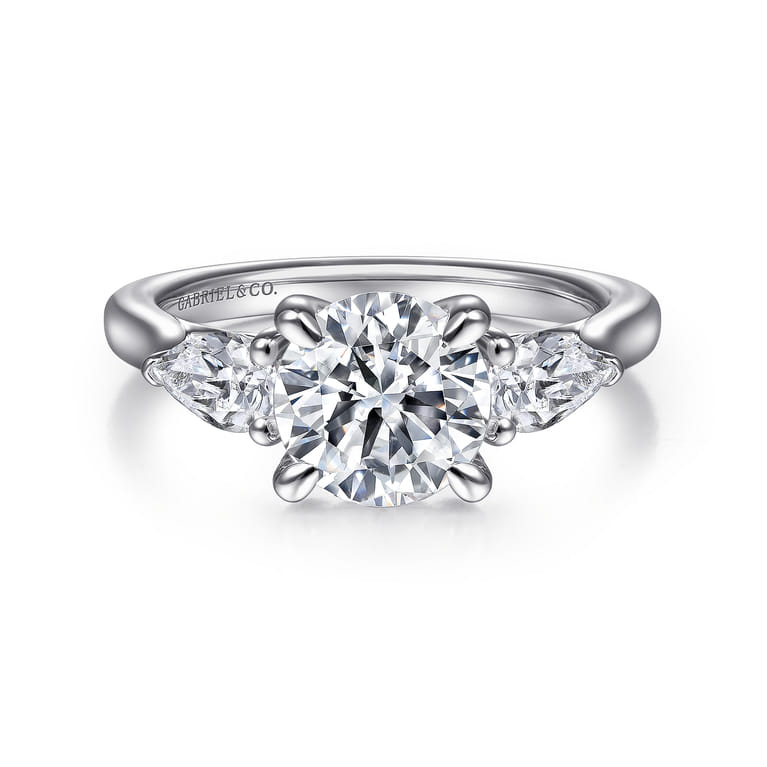 Sunday - Platinum Round 3 Stone Diamond Engagement Ring - 0.38 ct - Shot 1