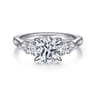 Sunday - Platinum Round 3 Stone Diamond Engagement Ring - 0.38 ct