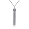 30 inch 925 Sterling Silver Chain Tassel Necklace with White Sapphire Filigree Cap