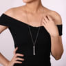 30 inch 925 Sterling Silver Chain Tassel Necklace with White Sapphire Filigree Cap