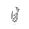 30 mm 925 Sterling Silver Bujukan and White Sapphire J Hoop Earrings