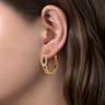 30mm 14K Yellow Gold Diamond Link Geometric Hoops Earrings - 0.35 ct