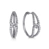 30mm 925 Sterling Silver Bujukan and White Sapphire Interlocking Hoop Earrings