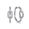30mm 925 Sterling Silver White Sapphire Link Chain Hoop Earrings