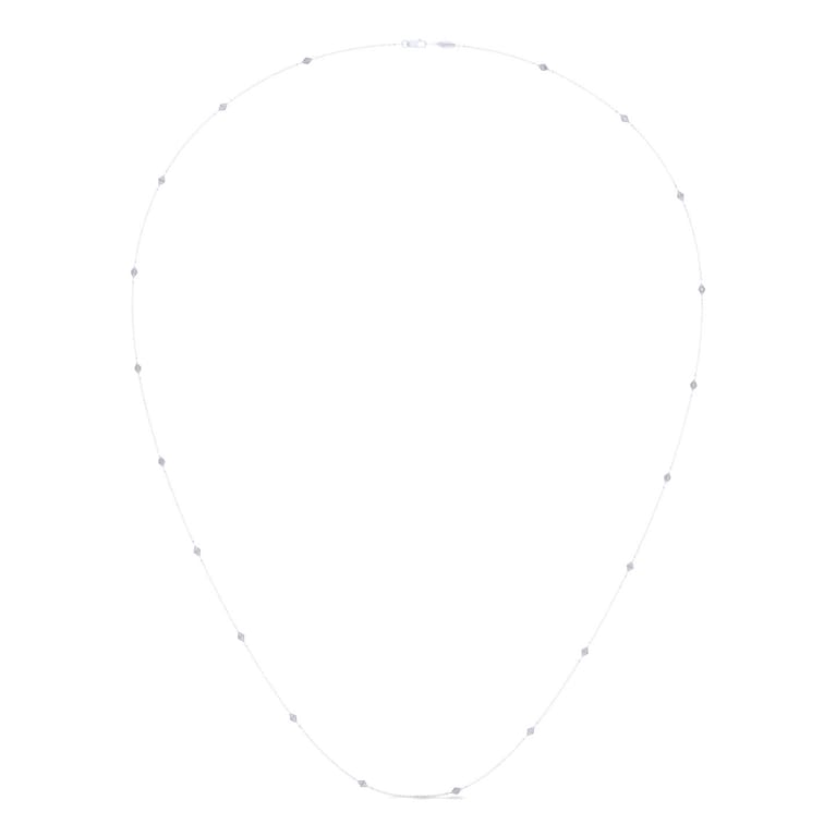 32 Inch 14K White Gold Rhombus Station Necklace with Diamonds - 0.3 ct - Shot 2
