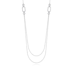 32 inch 14K White Gold Geo Station Swag Necklace