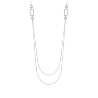 32 inch 14K White Gold Geo Station Swag Necklace