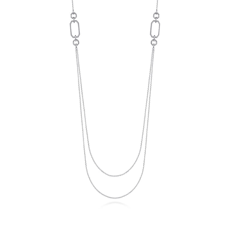32 inch 14K White Gold Geo Station Swag Necklace - Shot 1