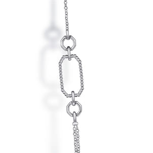 32 inch 14K White Gold Geo Station Swag Necklace