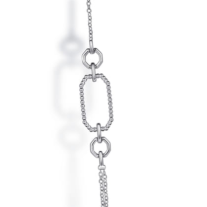 32 inch 14K White Gold Geo Station Swag Necklace