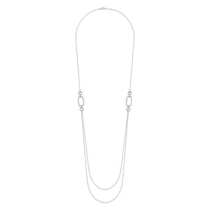 32 inch 14K White Gold Geo Station Swag Necklace