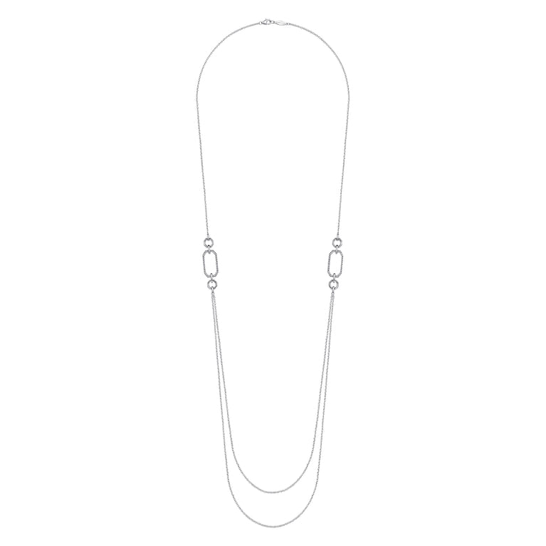 32 inch 14K White Gold Geo Station Swag Necklace - Shot 3