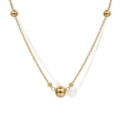 32 inch 14K Yellow Gold Bujukan Ball Necklace