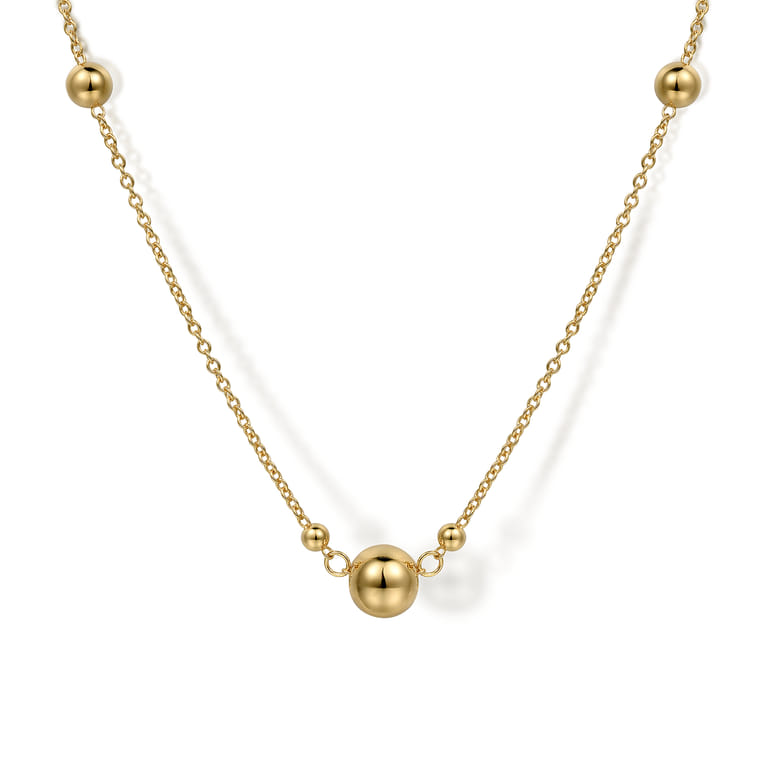 32 inch 14K Yellow Gold Bujukan Ball Necklace - Shot 1