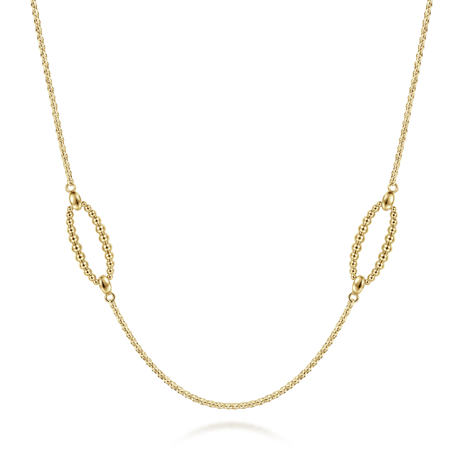 32 inch 14K Yellow Gold Bujukan Bead Oval Station Necklace - Shot 1