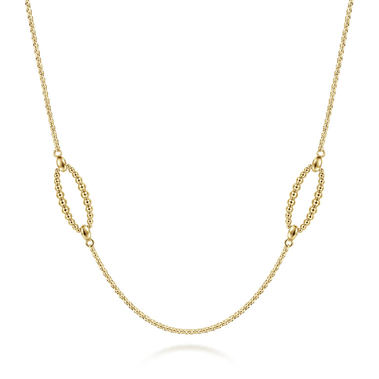 32 inch 14K Yellow Gold Bujukan Bead Oval Station Necklace - Shot 1