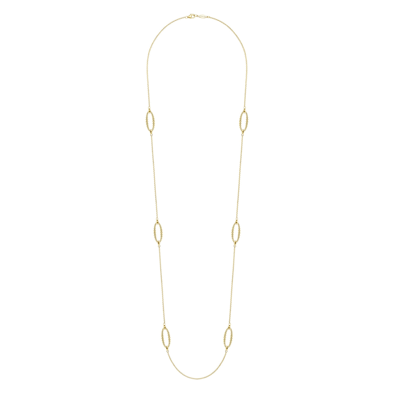 32 inch 14K Yellow Gold Bujukan Bead Oval Station Necklace - Shot 2