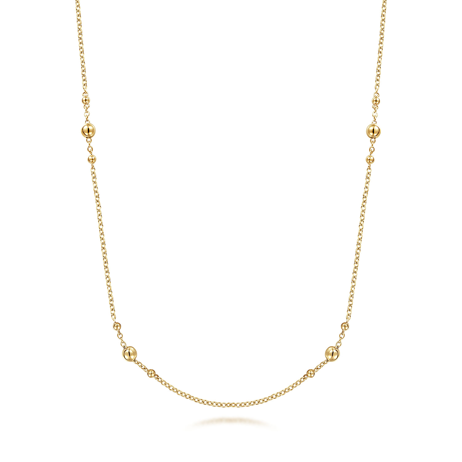 32 inch 14K Yellow Gold Bujukan Bead Station Necklace
