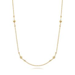 32 inch 14K Yellow Gold Bujukan Bead Station Necklace