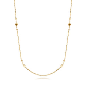 32 inch 14K Yellow Gold Bujukan Bead Station Necklace