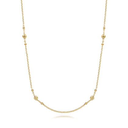 32 inch 14K Yellow Gold Bujukan Bead Station Necklace