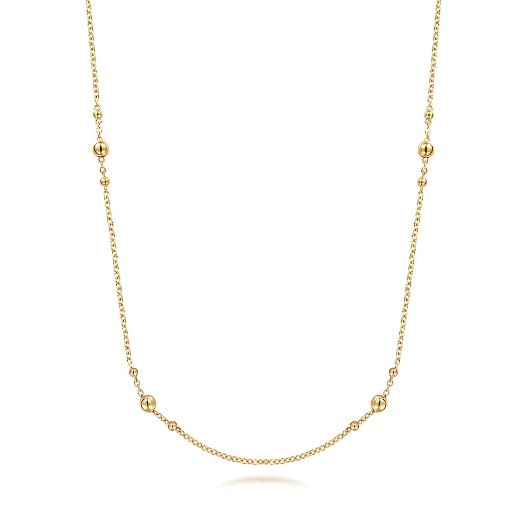 32 inch 14K Yellow Gold Bujukan Bead Station Necklace - Shot 1