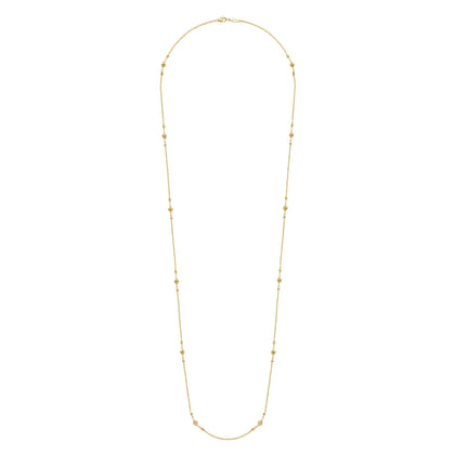 32 inch 14K Yellow Gold Bujukan Bead Station Necklace