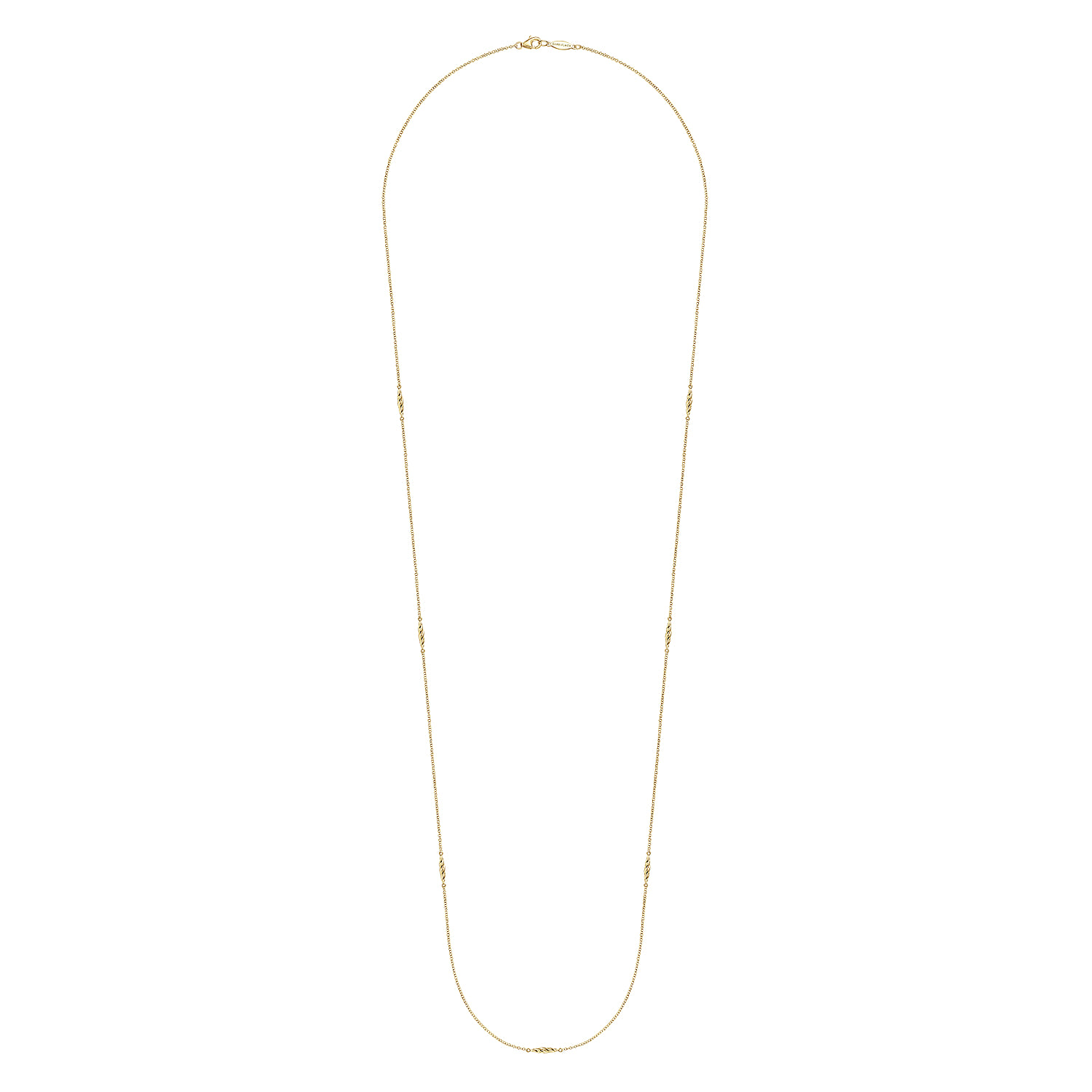 32 inch 14K Yellow Gold Chain Necklace with Twisted Tube Stations - Shot 2