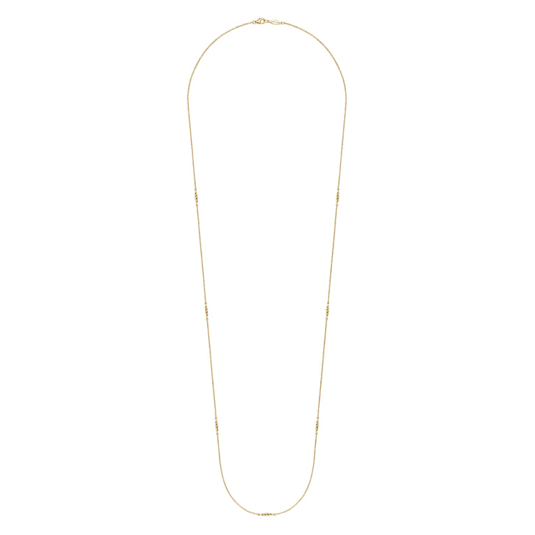 32 inch 14K Yellow Gold Chain Necklace with Twisted Tube Stations - Shot 2