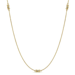 32 inch 14K Yellow Gold Diamond Filigree Station Necklace