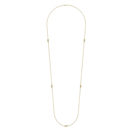 32 inch 14K Yellow Gold Diamond Filigree Station Necklace