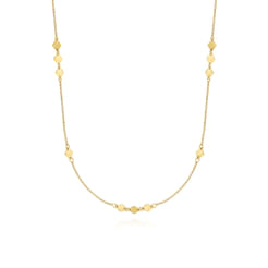 32 inch 14K Yellow Gold Diamond Shaped Disc Station Necklace