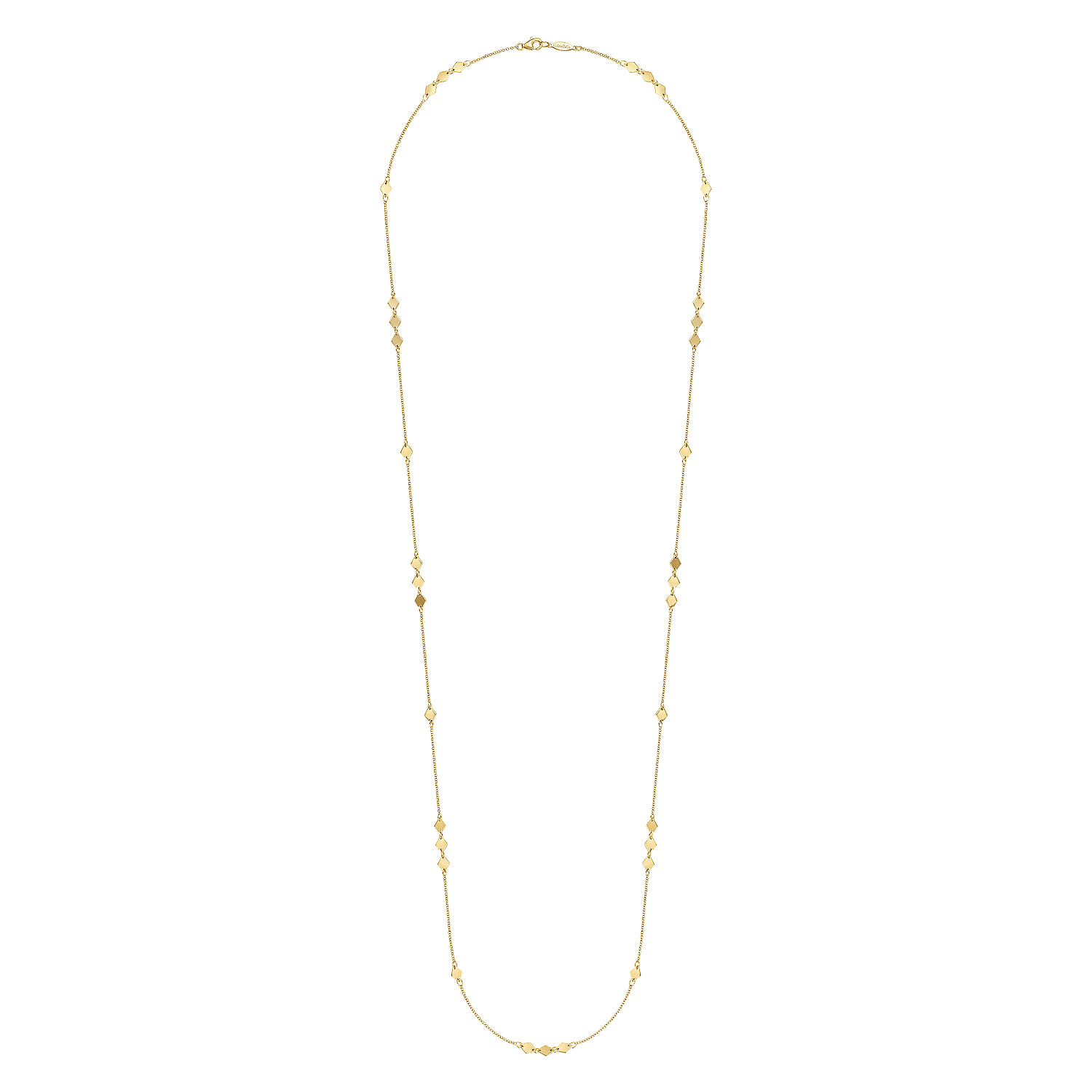 32 inch 14K Yellow Gold Diamond Shaped Disc Station Necklace - Shot 2