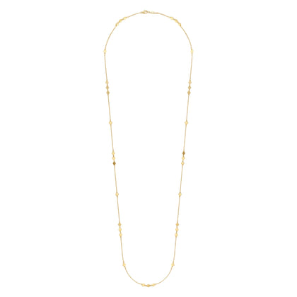 32 inch 14K Yellow Gold Diamond Shaped Disc Station Necklace