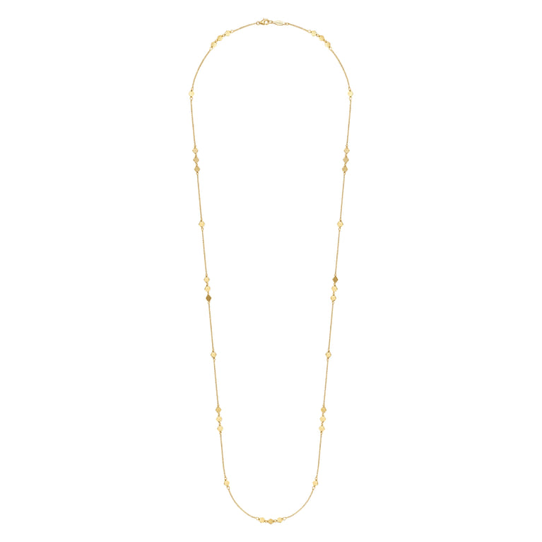 32 inch 14K Yellow Gold Diamond Shaped Disc Station Necklace - Shot 2