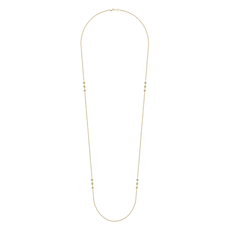 32 inch 14K Yellow Gold Geometric Shapes Diamond Station Necklace - 0.21 ct - Shot 2