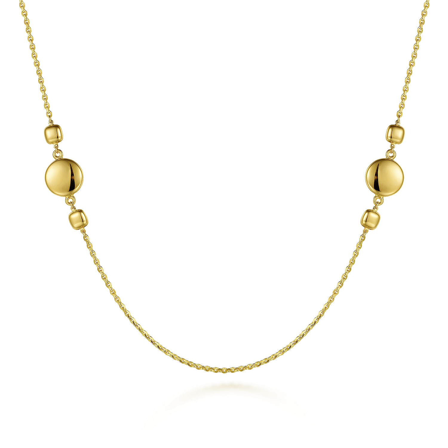 14k Yellow Gold Station Contemporary Necklace. SKU